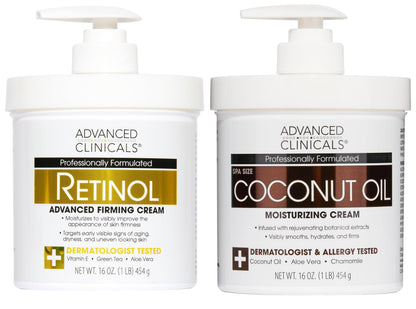 Buy now Advanced Clinicals Manuka Honey Body Cream For Women & Men | Body Butter Lotion For Extremely Dry Skin | Collagen Cream | Skincare Moisturizer Hydrating Balm Improves Look Of Aging Skin, 16 Ounce Retinol + Coconut Oil Cream Bundle 2 Piece Set at indiglob india