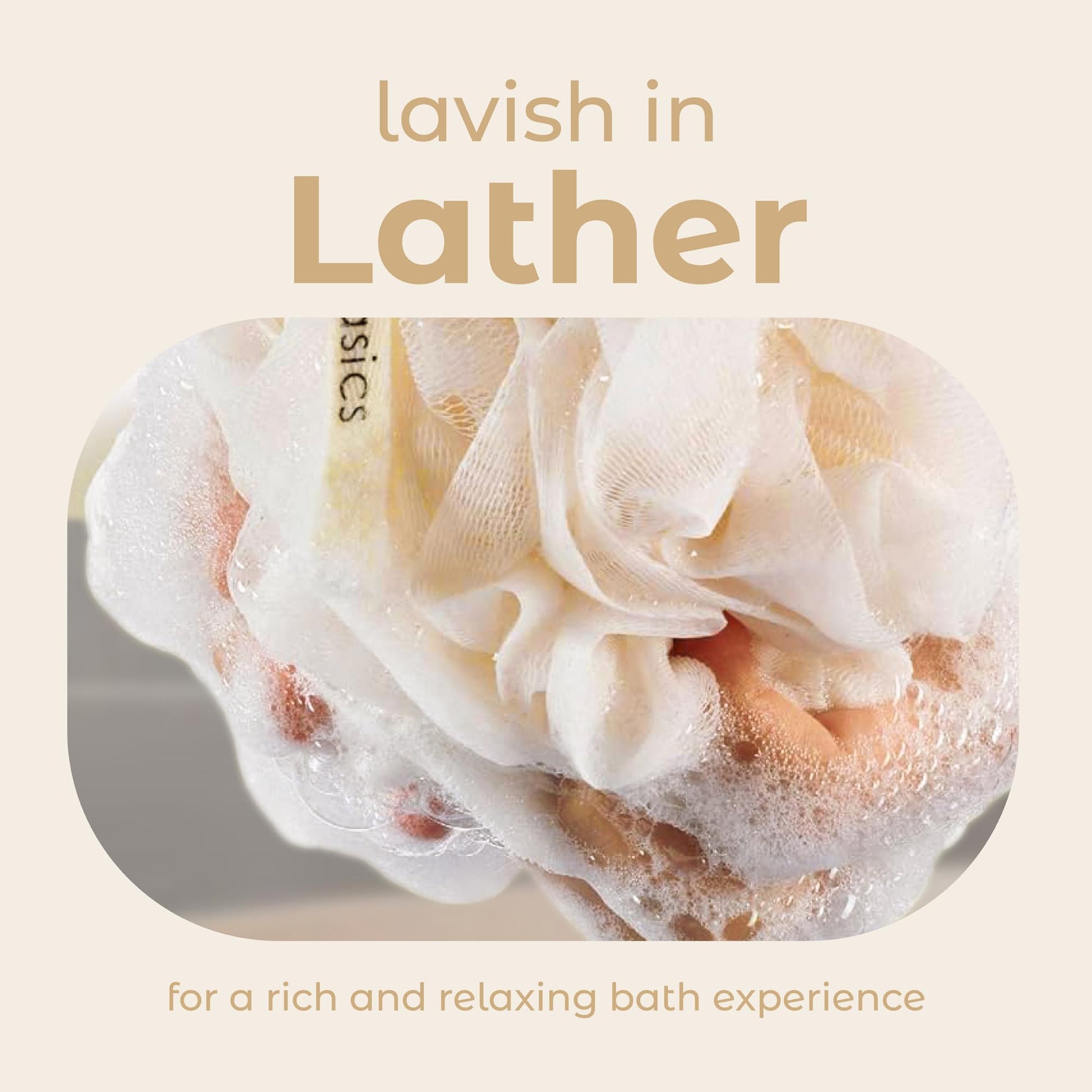 Buy now MainBasics Seaweed Infused Bath Shower Loofah Sponge Pouf Body Wash Scrubber (Set of 3) at indiglob india