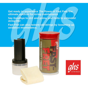 GHS Fast Fret – String Cleaner & Lubricant for Electric, Acoustic & Bass Guitars – Long-Lasting Tone, Smooth Playability, Reduces Finger Noise, Protects Strings & Fingerboards - Model: A87
