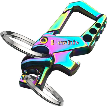 Hephis Skull Heavy Duty Key Chain,Car Emergency Escape Tool, Seat belt Cutter,Bottle Opener,Carabiner Car Key Chains