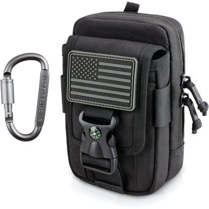 WYNEX Tactical Compass Phone Pouch, Large Molle Smartphone Holster Case Double Capacity Small Utility EDC Pouch with Compass Buckle and Carabiner