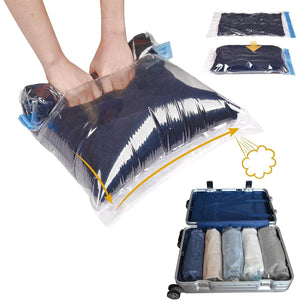 15 Compression Bags for Travel, Roll Up Space Saver Bags for Travel, Saves 80% of Storage Space for Packing & Clothes, No Pump or Vacuum Needed - My Store