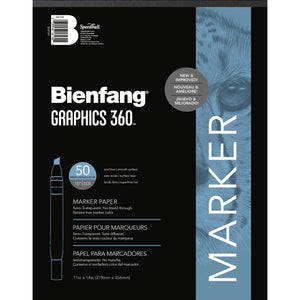 Bienfang Graphics 360 Marker Paper Pad, Non-Bleeding, Semi-Transparent, Artist Drawing Sketchbook, for Layouts 11x14 Inch, 50 Sheets
