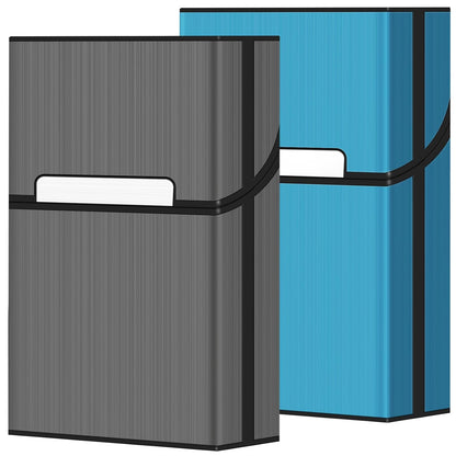 roygra Cigarette Case (2 Pack), Magnetic Switch 20pcs Cigarette Holder Case for Men Women, Cigarettes Smoking Accessories, Metal and Plastic Box for Smoke (Blue + Rosegold, 85mm King Size)