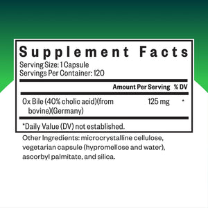Seeking Health Ox Bile, 125 mg Digestive Enzyme Supplement, Gallbladder Support, Histamine Intolerance Support, Capsules (120 Capsules)