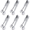3PCS Mini Serving Tongs, 4Inch Rose Stainless Steel Sugar Cube Tongs, Sliver Small Ice Tong for Tea and Coffee Party, Appetizers, Desserts by Sunenlyst (Silver) - 6PCS Silver