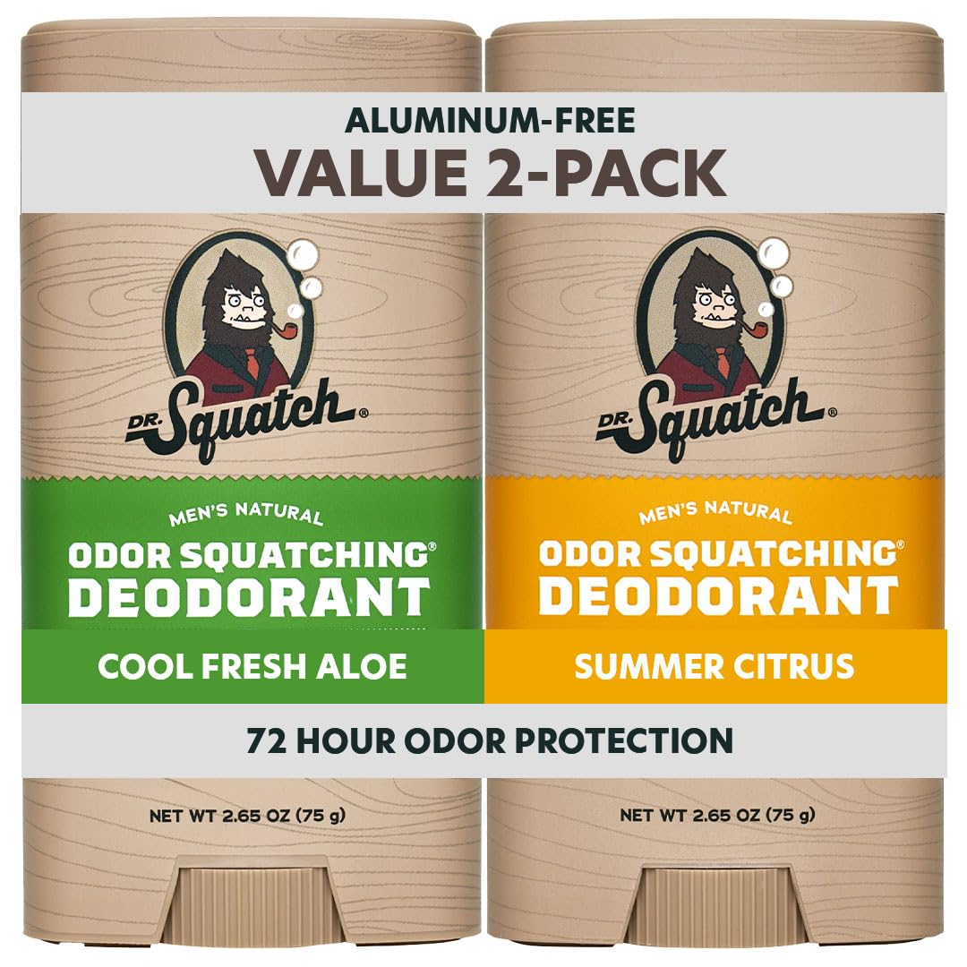 Buy now Dr. Squatch Natural Men’s Deodorant – Aluminum Free Natural Deodorant Men with Charcoal & Postbiotics for 72-Hour Odor Protection – Rainforest Rapids + Fresh Falls, 2.65oz Stick (2-Pack) Aloe & Zest at indiglob india