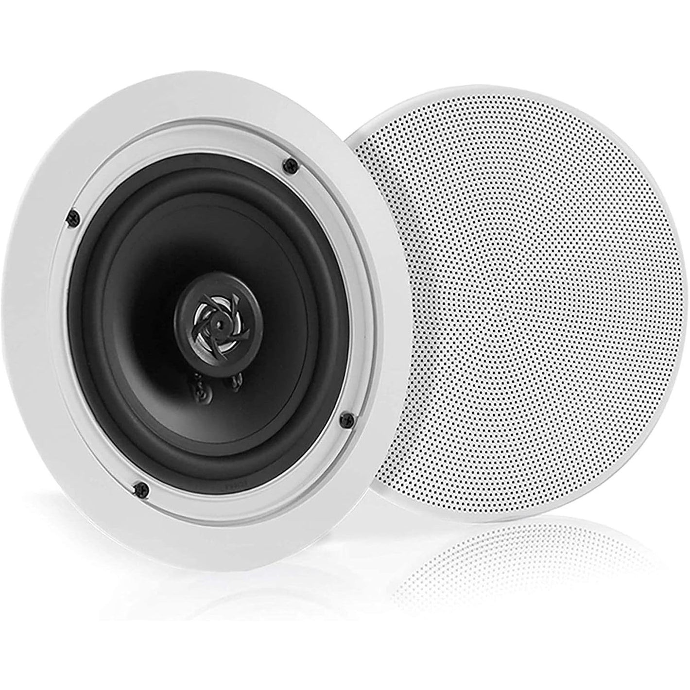Pyle 5.25” Pair Bluetooth Flush Mount In-wall In-ceiling 2-Way Speaker System Quick Connections Changeable Round/Square Grill Polypropylene Cone & Polymer Tweeter Stereo Sound 150 Watt (PDICBT552RD)