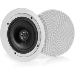 Pyle 5.25” Pair Bluetooth Flush Mount In-wall In-ceiling 2-Way Speaker System Quick Connections Changeable Round/Square Grill Polypropylene Cone & Polymer Tweeter Stereo Sound 150 Watt (PDICBT552RD)
