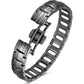 Feraco Mens Magnetic Bracelet Titanium Steel Magnetic Bracelet with Double Row 4 Elements Magnets (Silver)