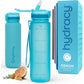 Hydracy Water Bottle with Time Marker -Large BPA Free Water Bottle & No Sweat Sleeve -Leak Proof Gym Bottle with Fruit Infuser Strainer & Times to Drink -Ideal for Fitness Sports & Outdoors