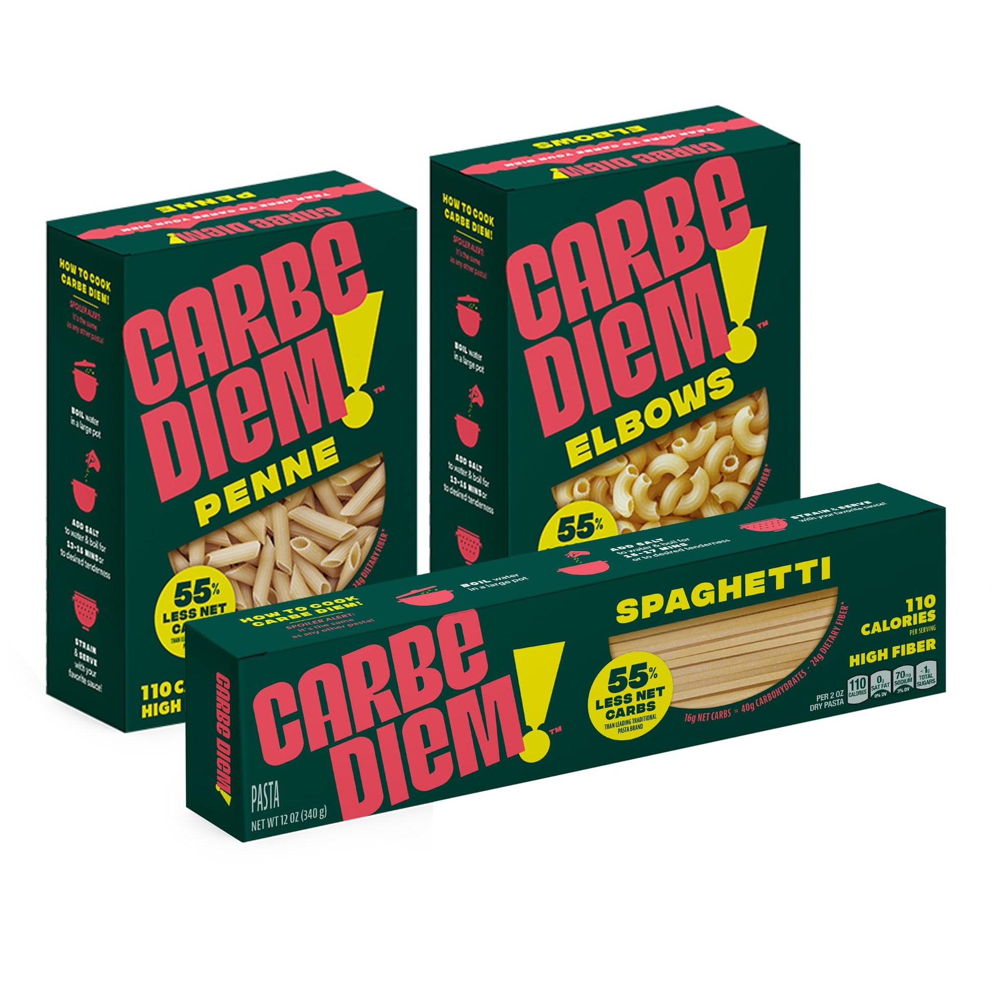 Buy now Carbe Diem!, Spaghetti, Lower Net Carb Pasta with Traditional Flavor & Texture, 8 grams of Protein, 55% Fewer Net Carbs & Only 110 Calories Per Serving, Pack of 3 at indiglob india