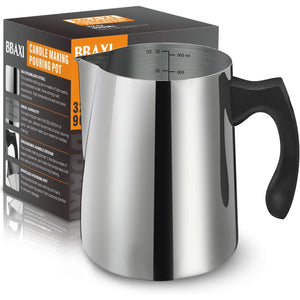 Candle Making Pouring Pot, 32oz Double Boiler Wax Melting Pot, 304 Stainless Steel Candle Making Pitcher with Heat-Resistant Handle and Dripless Pouring Spout Design