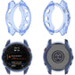 Case Cover for Garmin Fenix 7s/Fenix 7s Solar/Fenix 7s Sapphire Solar, Soft TPU Protective Case with Dust Plug Frame Bumper for for Fenix 7s Watch Accessory (Black Blue Clear)