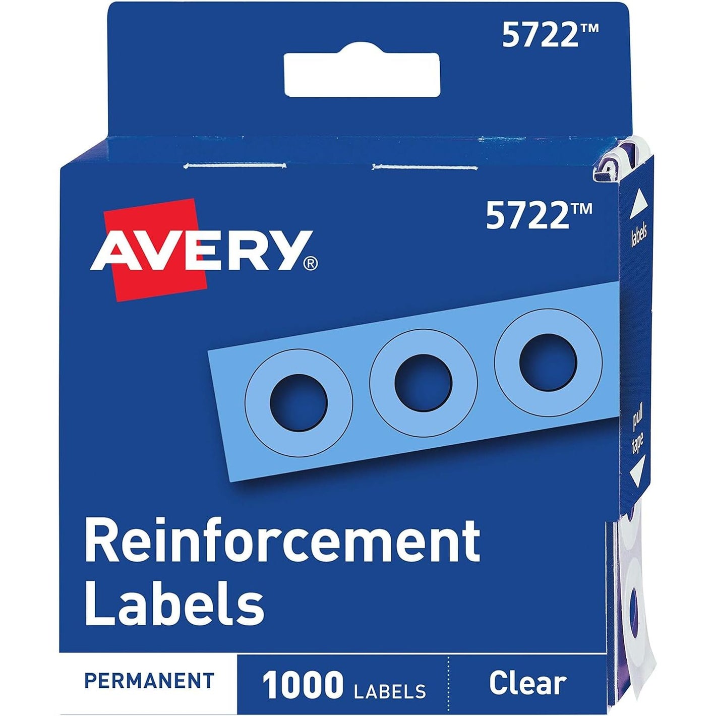 Avery Self-Adhesive Hole Reinforcement Stickers, 1/4" Diameter Hole Punch Reinforcement Labels, Clear, Non-Printable, 1,000 Labels Total (5722)