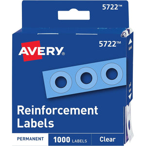 Avery Self-Adhesive Hole Reinforcement Stickers, 1/4" Diameter Hole Punch Reinforcement Labels, Clear, Non-Printable, 1,000 Labels Total (5722)