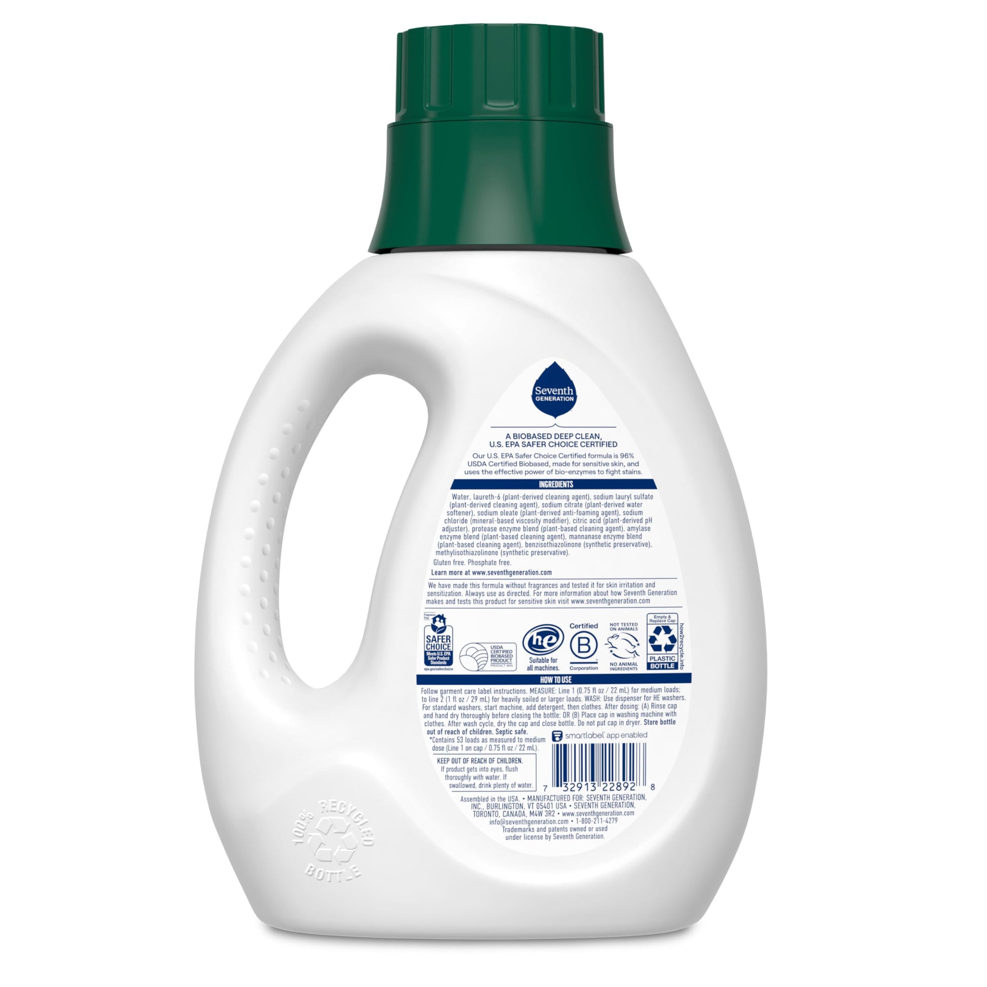Buy now Seventh Generation Concentrated Laundry Detergent Liquid Free & Clear Fragrance Free 40 Fl Oz (Pack of 2) at indiglob india