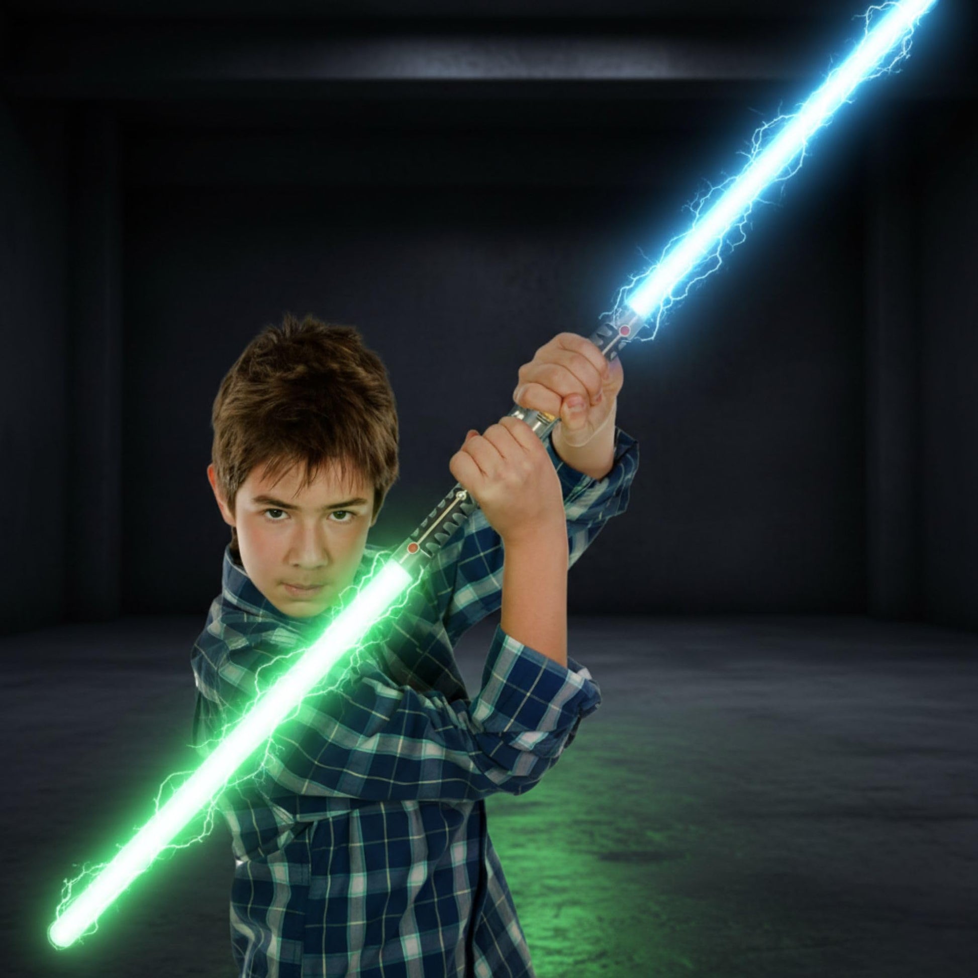 Buy now Liberty Imports 2-in-1 LED Light Up Sabers, Dual Bladed Toy Saber Swords Set for Kids with FX Power Up and Motion Sensitive Sound Effects for Cosplay, Dress Up at indiglob india