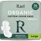 Rael Pads for Women, Organic Cotton Cover - Period Pads with Wings, Feminine Care, Sanitary Napkins, Heavy Absorbency, Unscented (Large, 24 Count)