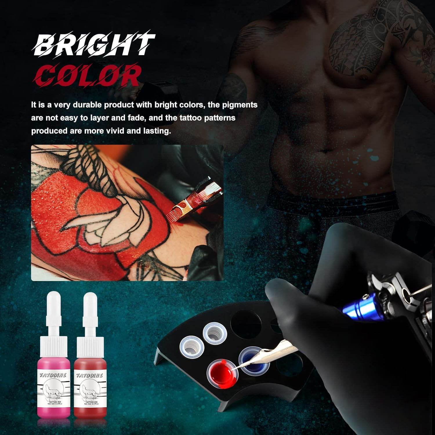 14 pcs Tattoo Ink Set 5ml Tattoo Professional Supply Black Color Set Tattoo Ink Red White Tattoo Ink Tattoo Pigment Set for Body Art Long Lasting - My Store