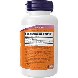NOW Foods Supplements, Propolis 1,500 mg with 5:1 Concentrate, Natural Bee Product, 100 Veg Capsules