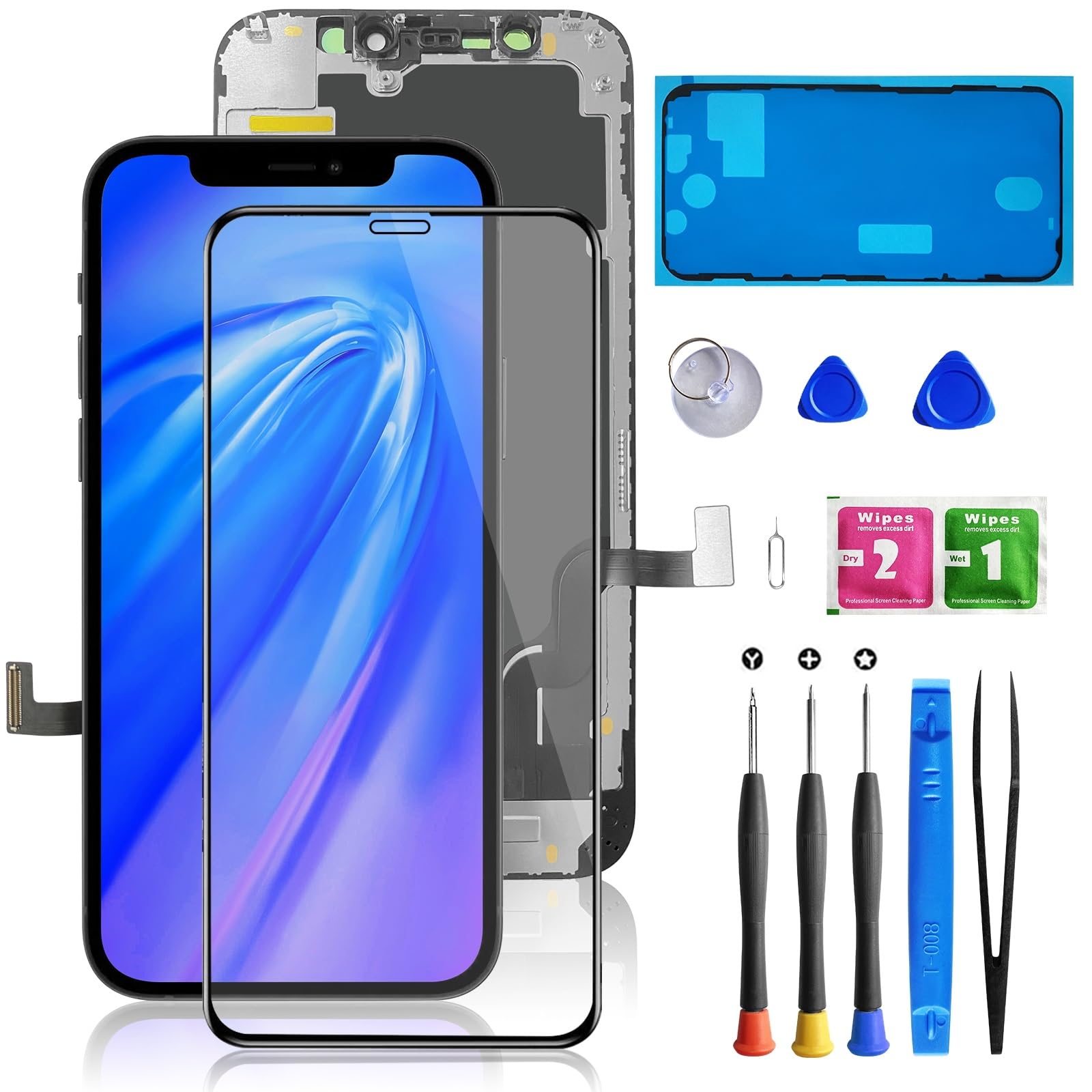 Buy now for iPhone 11 Screen Replacement 6.1 3D Touch Screen LCD Display Digitizer for A2111, A2223, A2221 Cell Phone Repair Kits+ Waterproof Frame Adhesive Sticker+Screen Tempered Protector+Face ID at indiglob india