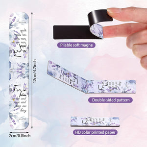 Zonon 48 Pcs Bible Verse Magnetic Bookmarks, Inspirational Scripture Christian Book Markers Religious Motivational Encouragement Flower Page Clips Presents for School Supplies(Stylish Style)
