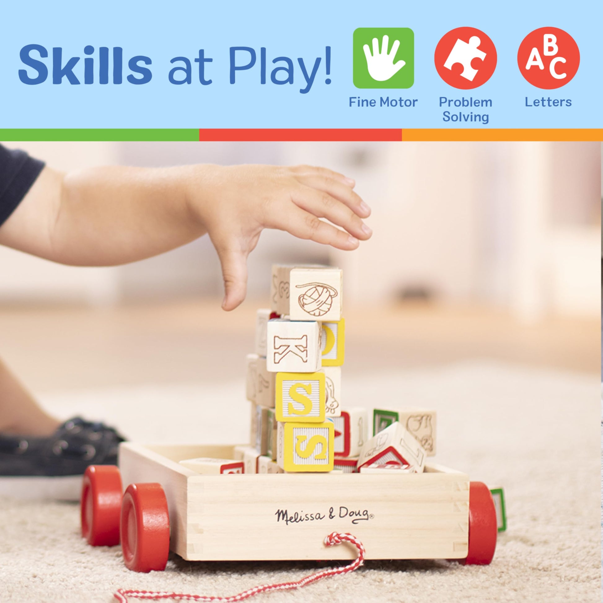 Buy now Melissa & Doug Classic ABC Wooden Block Cart Educational Toy with 30 1-Inch Solid Wood Blocks, Multicolor at indiglob india