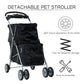 HCY Double Pet Stroller for Cats & Dogs - 4 Wheels, Lightweight, Waterproof for Travel & City Walk (Black)