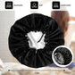 Satin Silk Bonnet for Curly Hair Bonnet Braid Bonnet for Sleeping Bonnets for Women Large Double-Layer Adjustable Black