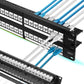Rapink Patch Panel 24 Port Cat6 with Inline Keystone 10G Support, Pass-Thru Coupler Patch Panel UTP 19-Inch with Removable Back Bar, 1U Network Panel for Cat6, Cat5e, Cat5 Cabling