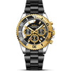 BIDEN Mens Watches Chronograph Stainless Steel Waterproof Date Analog Quartz Watch Business Wrist Watches for Men - Black Silver Yellow