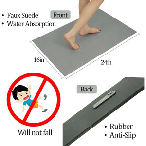 Buy now Thin Diatomaceous Earth Bath Mat Quick Dry Washable Absorbent 15.4x23.6 inches Non Slip,Shower Mat for Bathroom Sink (Light Grey) at indiglob india
