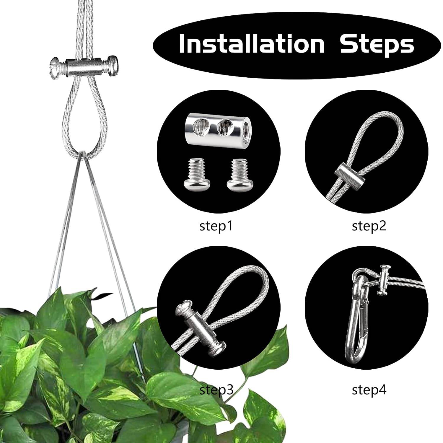 100PCS Wire Rope Clips Clamp Adjustable Wire Rope Grips for 1-2 mm Diameter Wire Rope and Cable Wire Rope Lock with End Screw Stopper and Screwdriver I Shaped Wire Rope Clamp - My Store