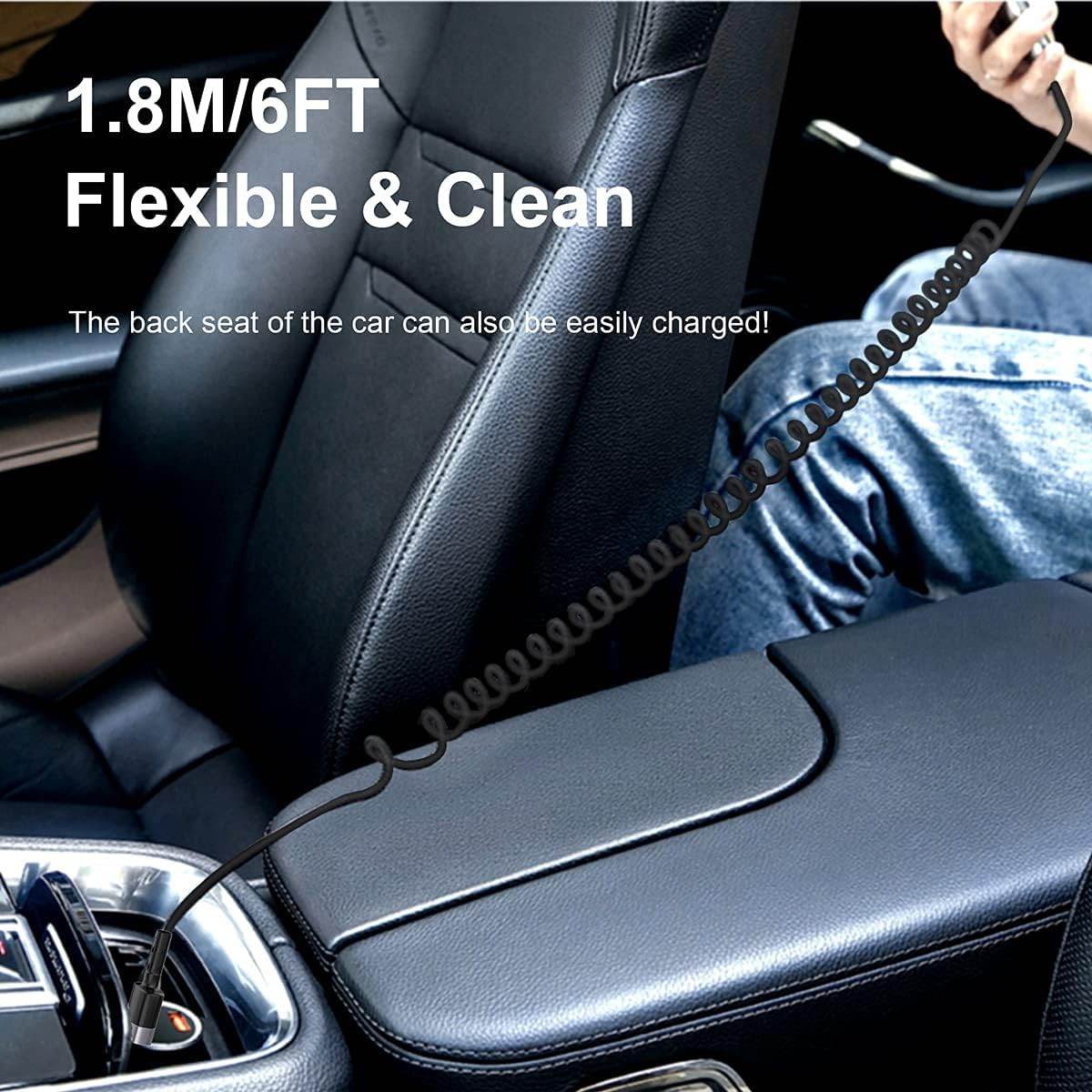 1.8M/6Ft USB iPhone Coiled Lightning Charging Cable for CarPlay,Apple Fast Charging Cord Sync USB Data Spring LED Retractable Charger Adapter Connector for iOS/iPhone 12/11/SE/Xs/Xr/8/7/6/iPad/iPod - My Store