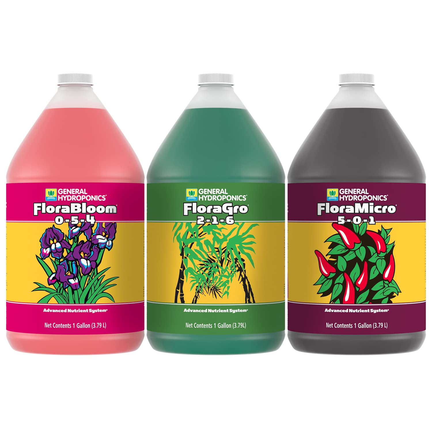 Buy now General Hydroponics FloraSeries Advanced Nutrient Fertilizer System, 3-Part Bundle with FloraMicro, FloraBloom and FloraGro, 16 oz. 1 gal Flora Series Bundle at indiglob india