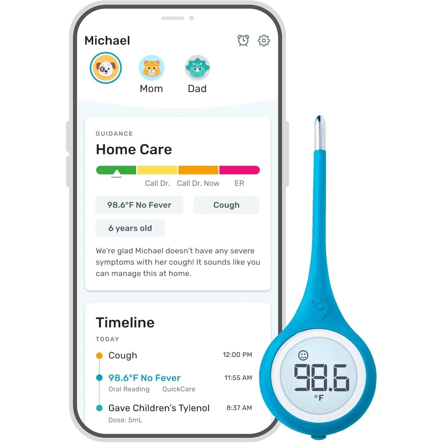 Kinsa Smart,Fever, Digital Medical Baby, Kid and Adult Termometro - Accurate, Fast, FDA Cleared Thermometer for Oral, Armpit or Rectal Temperature Reading - QuickCare