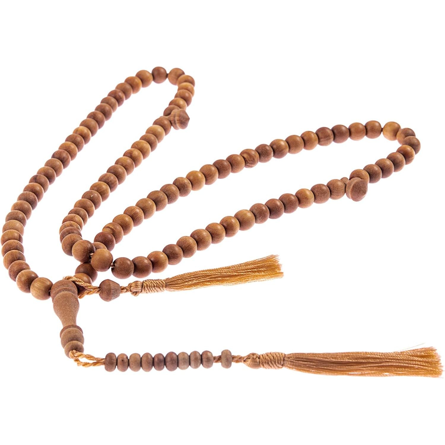 Buy now Sandalwood Tasbih 99 8mm - Islamic Prayer Beads, Tasbeeh, Muslim Rosary, Masbaha, Misbaha, Tesbih, Tespih, Dhikr, Zikr, Sibha, Muslim Mala, Worry Beads, Prayer Counter at indiglob india