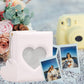 3 Inch Photocard Holder Book Mini Photo Album Mirror-like Photocard Binder Small Photo Card Book Love Heart Hollow Photocard ID Holder with Love Heart Pendant 32 Pockets,White