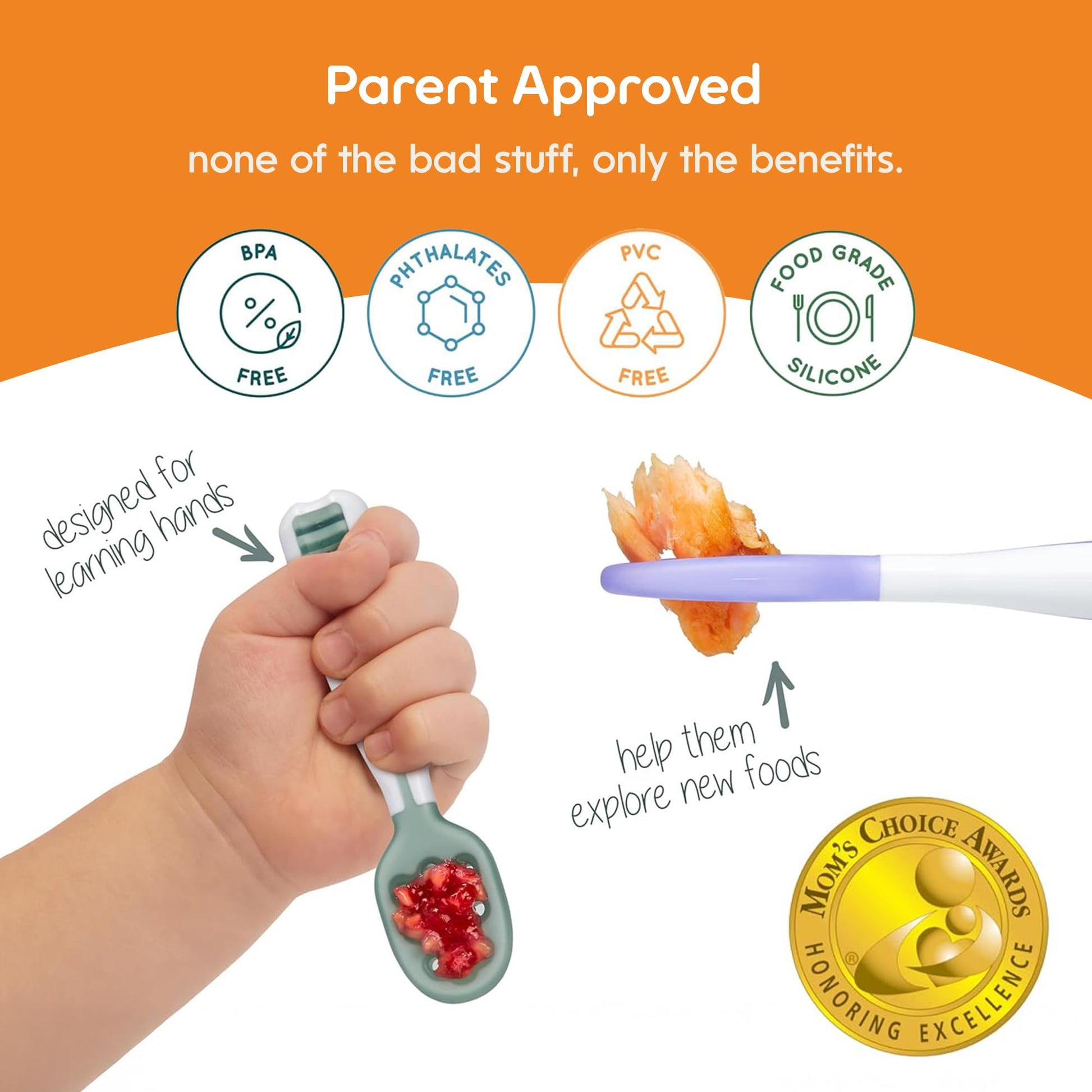 Buy now NumNum Baby Spoons Set, Baby Essentials Pre-Spoon GOOtensils for 6+ Months, First Stage Self-Feeding Spoons for Baby Led Weaning (BLW), Silicone Toddler Utensils, BPA-Free, 2 Pack Gray/Green at indiglob india