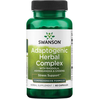 Swanson Rhodiola Ashwagandha Ginseng Complex Energy Immune Function Nervous System Stress Support Adaptogen Herb Supplement 60 Capsules