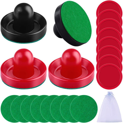 URATOT Air Hockey Accessories - Pushers, Pucks & Paddles (4 Pushers, 8 Red Pucks, 8 Green Pads)