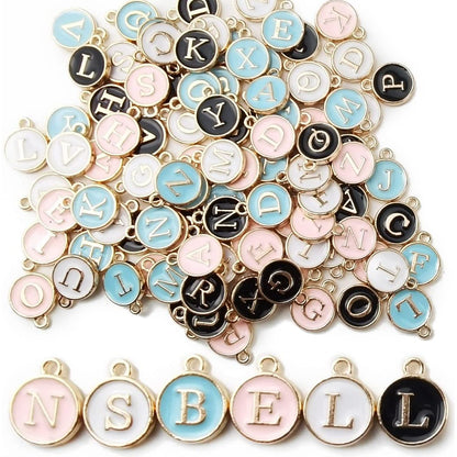 NSBELL 104PCS Letter Charms for Jewelry Making - Double Sided Alphabet Charms for Necklace & Bracelet