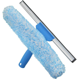 Unger Professional 2-in-1 Squeegee and Scrubber, 14” Window Cleaning Tool with Streak-Free Results, Commercial and Residential Use, Microfiber Sleeve to Clean without Scratching