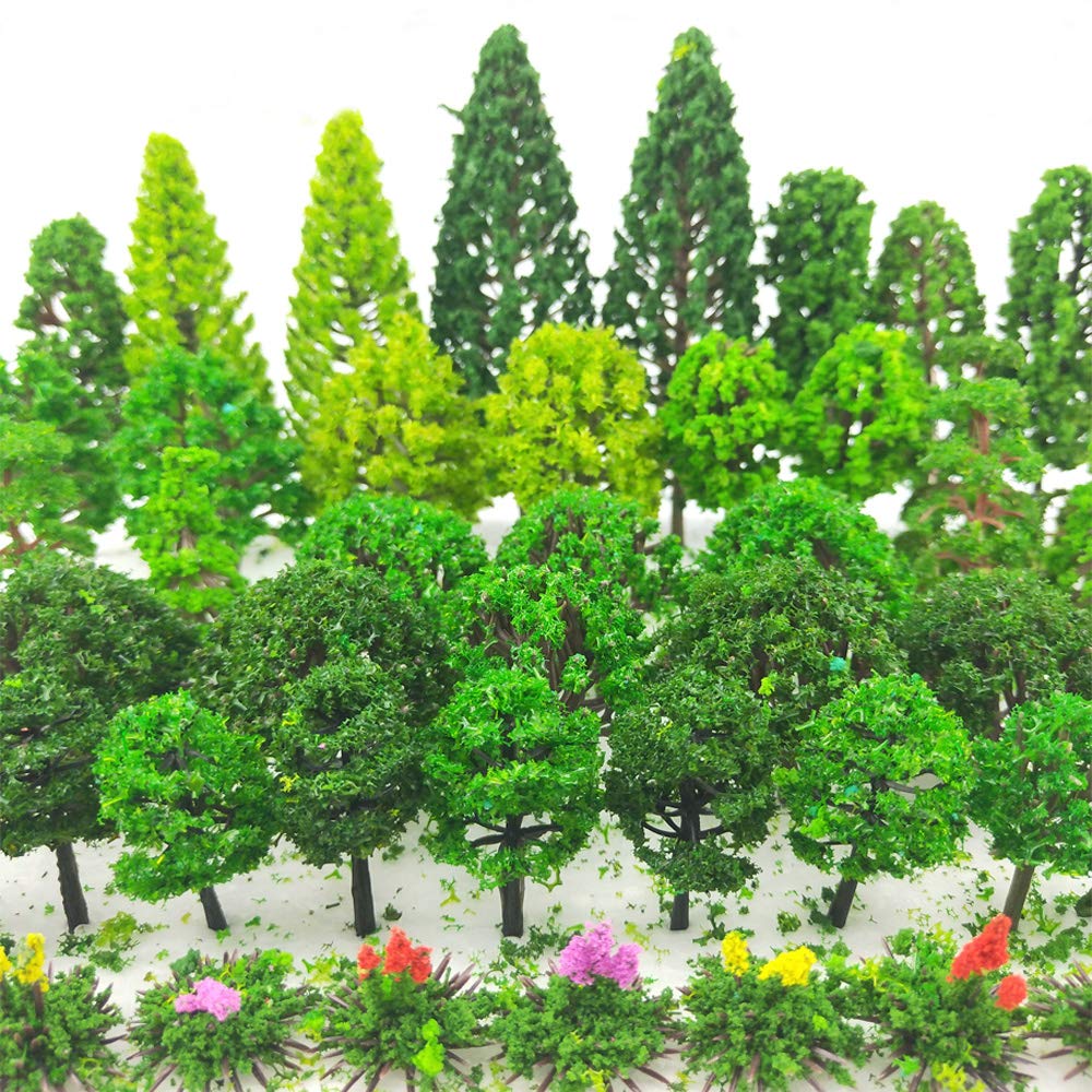 Buy now Tazimi 60 Pieces Model Trees 1.36-6 inch Mixed Model Tree Train Scenery Architecture Trees Fake Trees for DIY Crafts, Building Model, Scenery Landscape Natural Green at indiglob india