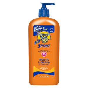 Banana Boat Sport Ultra SPF 50 Sunscreen Lotion, 12oz | Banana Boat Sunscreen SPF 50 Lotion, Oxybenzone-Free, Sunblock, Family Size, 12oz (Pack of 1)