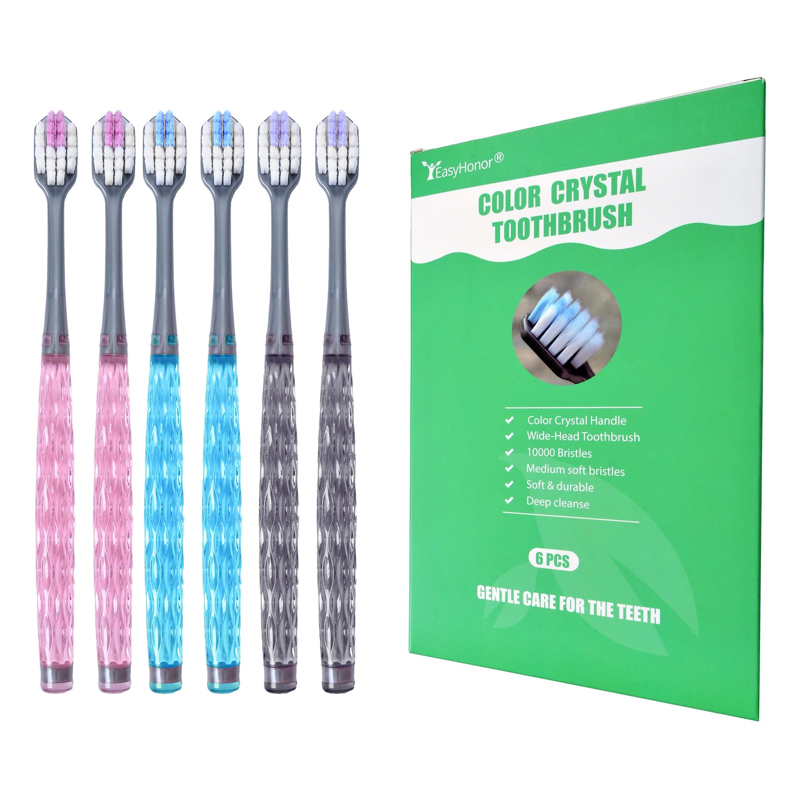 Buy now EasyHonor Extra Toothbrush for Sensitive Gums, Micro Fur Manual Toothbrush with 20000 Soft Floss Bristle for Pregnant Women, Elderly, Braces and Gum Recessions, Protect Fragile Gums (6 Pack) at indiglob india
