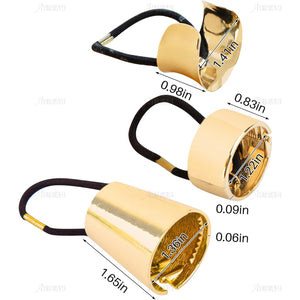 AUEAR, Brushed Metal Expandable Hair Cuff Ponytail Holder Elastic Tie for Women Girls Thick Rings Set (3 Pcs, Style 3)