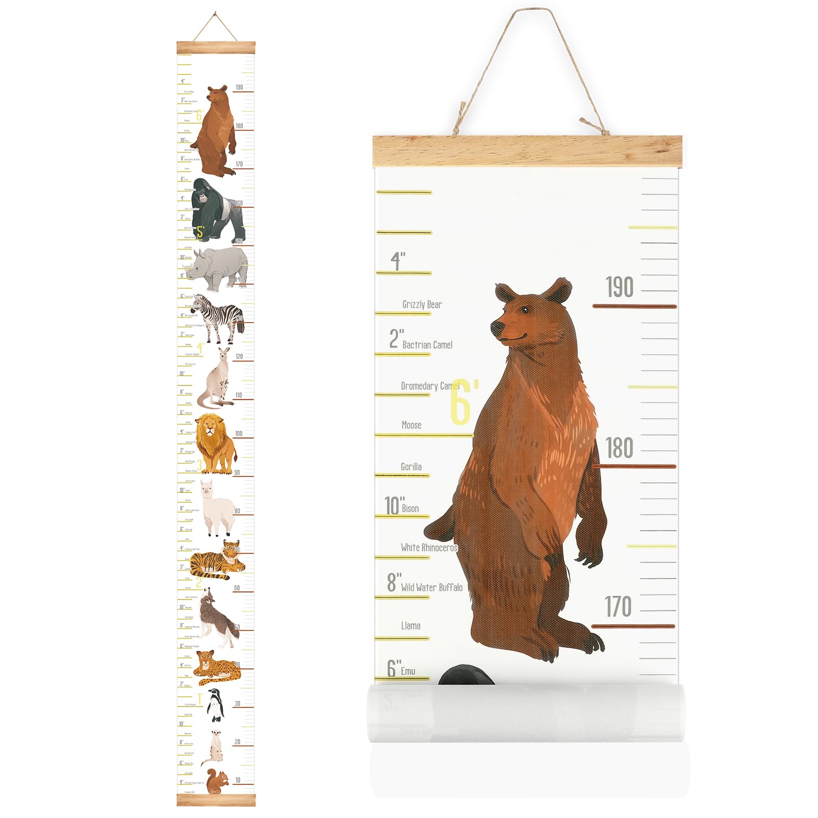 Buy now Mibote Baby Growth Height Chart Handing Ruler Wall Decor for Kids, Canvas Removable Height Growth Chart 79" x 7.9" (Black & White) Animal at indiglob india