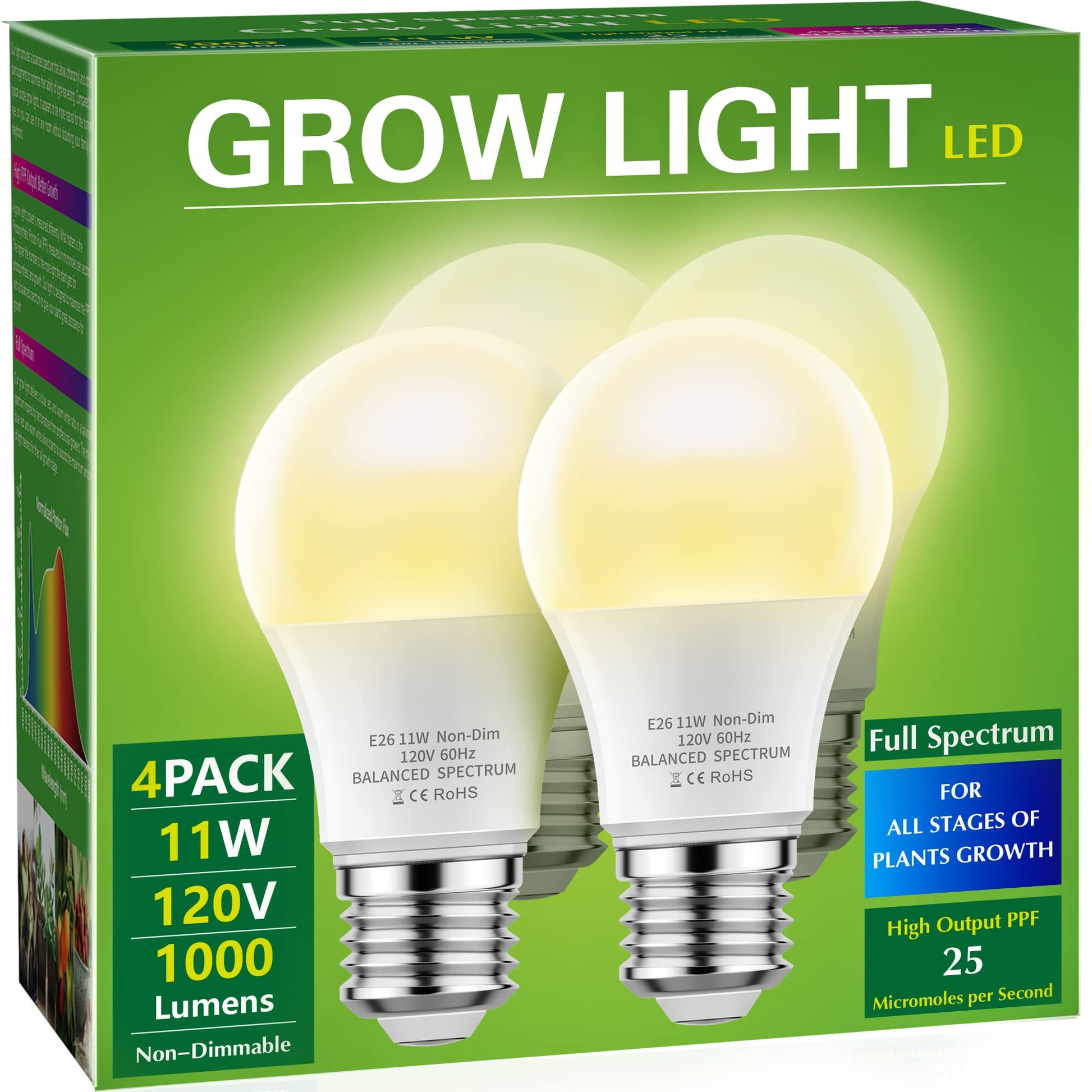 Buy now Grow Light Bulbs, Briignite LED Grow Light Bulb A19 Bulb, Full Spectrum Grow Light Bulb, Plant Light Bulbs E26 Base, 11W Grow Bulb 100W Equivalent, Grow Light for Indoor Plants, Seed Starting, 2Pack Warm White 4 at indiglob india